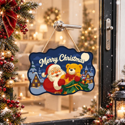 Teddy Bear Santa Village Night paint by numbers hanging sign – image 17