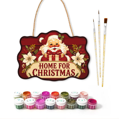 Poinsettia Santa Homecoming paint by numbers hanging sign – image 2