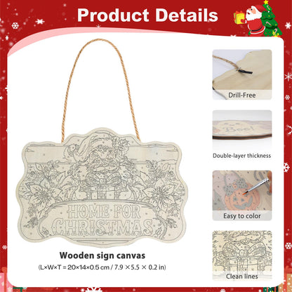 Poinsettia Santa Homecoming paint by numbers hanging sign – image 5
