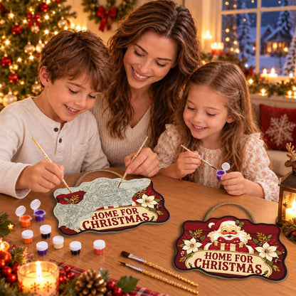 Poinsettia Santa Homecoming paint by numbers hanging sign – image 12