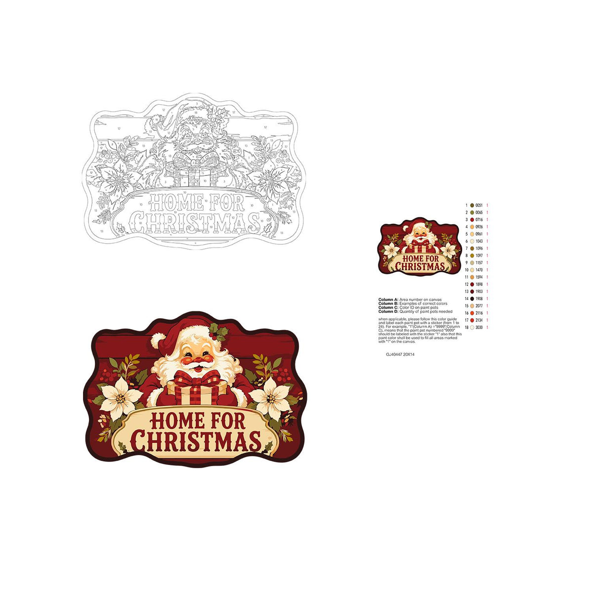 Poinsettia Santa Homecoming paint by numbers hanging sign – image 19
