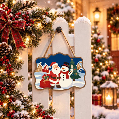 Village Square Santa and Snowman paint by numbers hanging sign – image 15