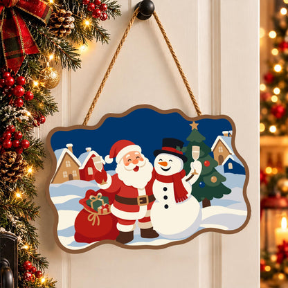 Village Square Santa and Snowman paint by numbers hanging sign – image 16