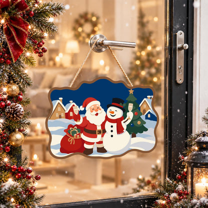Village Square Santa and Snowman paint by numbers hanging sign – image 17