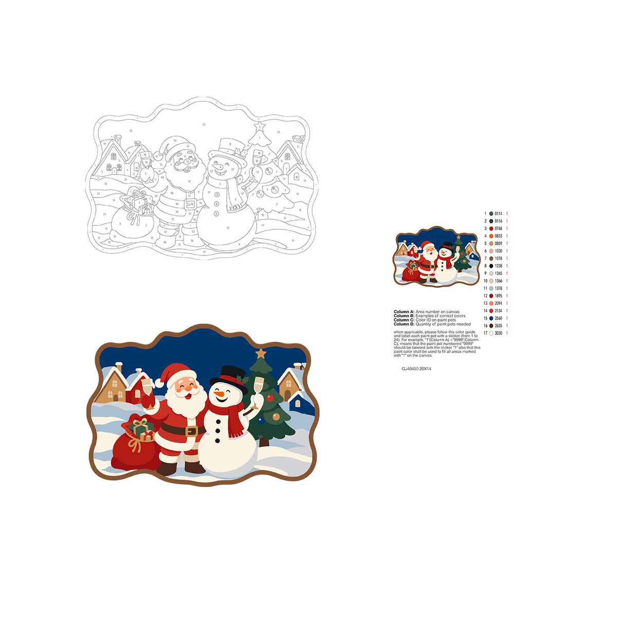 Village Square Santa and Snowman paint by numbers hanging sign – image 19