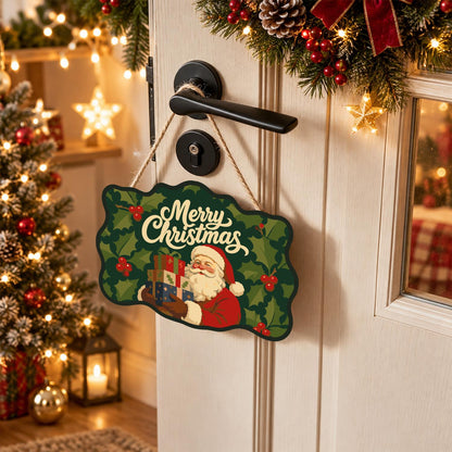 Holly Leaf Santa Gift Stack paint by numbers hanging sign – image 18