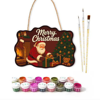 Crimson Room Santa Wrapping Gifts paint by numbers hanging sign – image 2