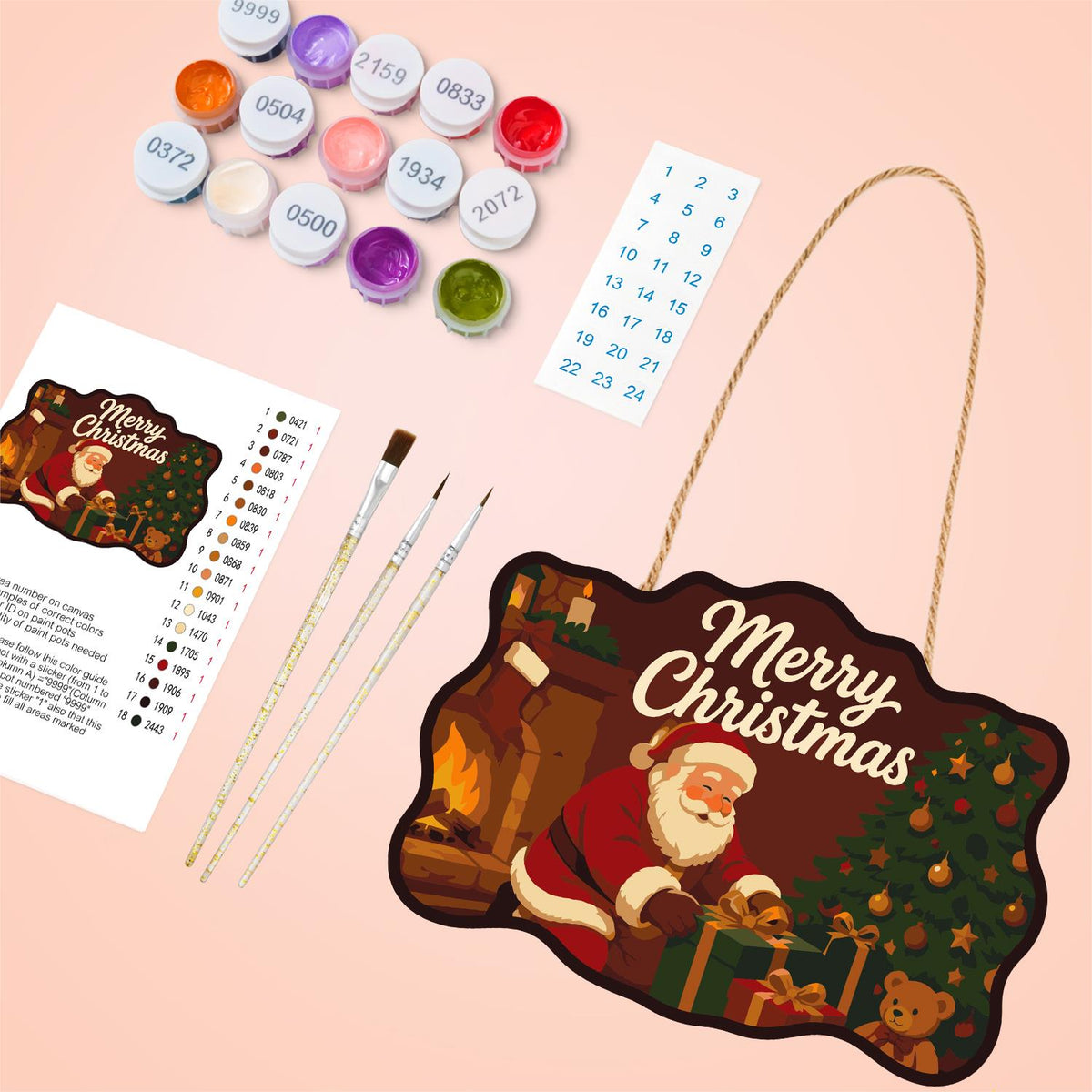 Crimson Room Santa Wrapping Gifts paint by numbers hanging sign – image 4