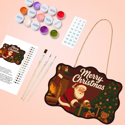 Crimson Room Santa Wrapping Gifts paint by numbers hanging sign – image 4