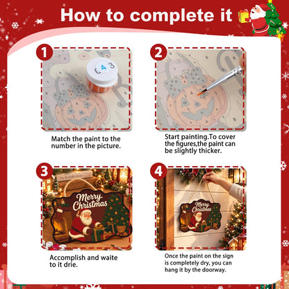 Crimson Room Santa Wrapping Gifts paint by numbers hanging sign – image 6