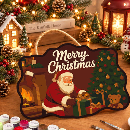 Crimson Room Santa Wrapping Gifts paint by numbers hanging sign – image 8