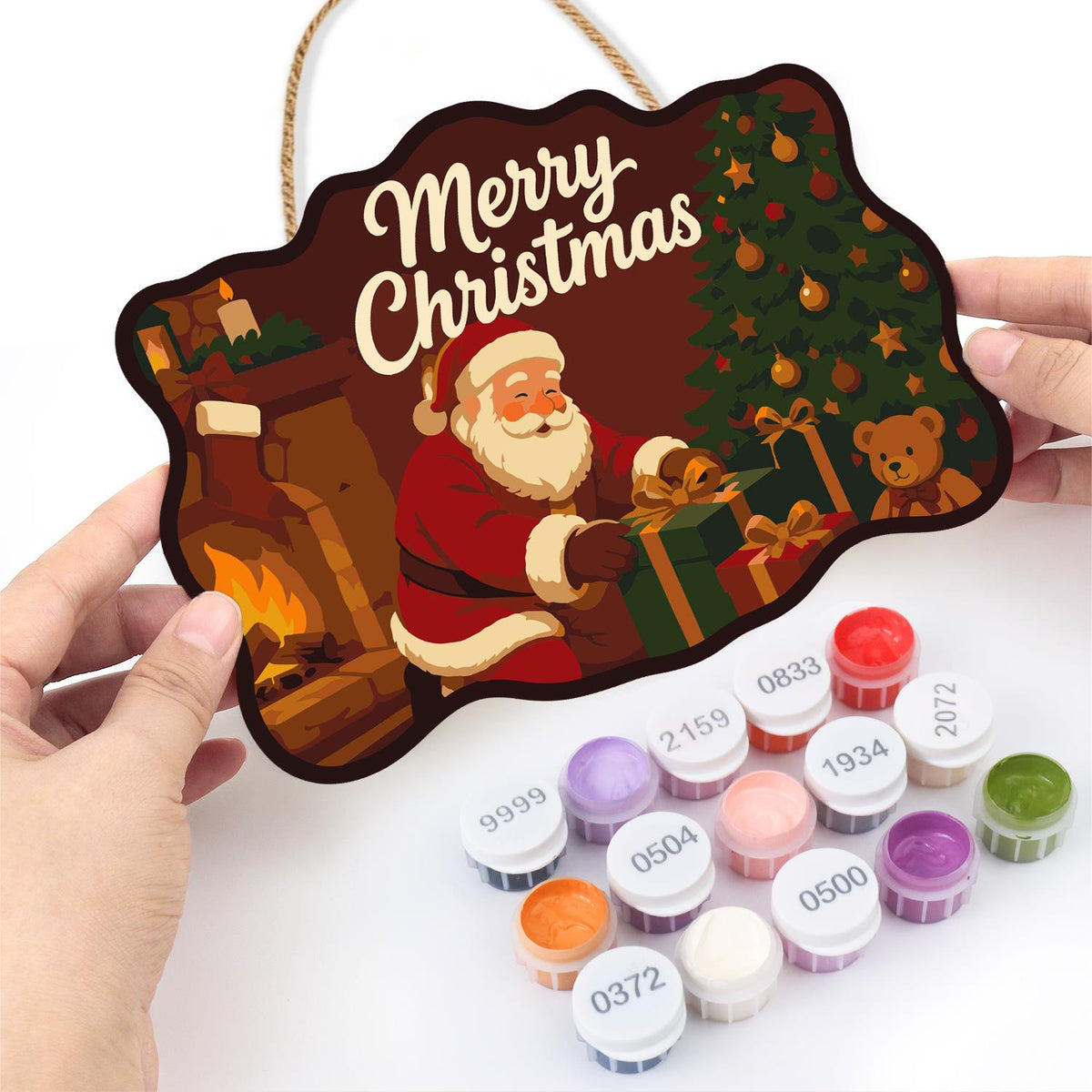 Crimson Room Santa Wrapping Gifts paint by numbers hanging sign – image 9