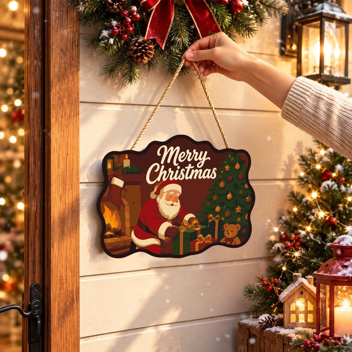 Crimson Room Santa Wrapping Gifts paint by numbers hanging sign – image 14