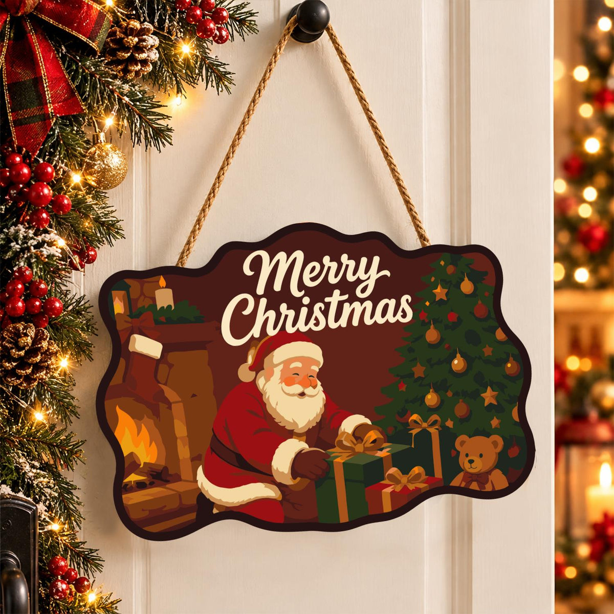 Crimson Room Santa Wrapping Gifts paint by numbers hanging sign – image 16
