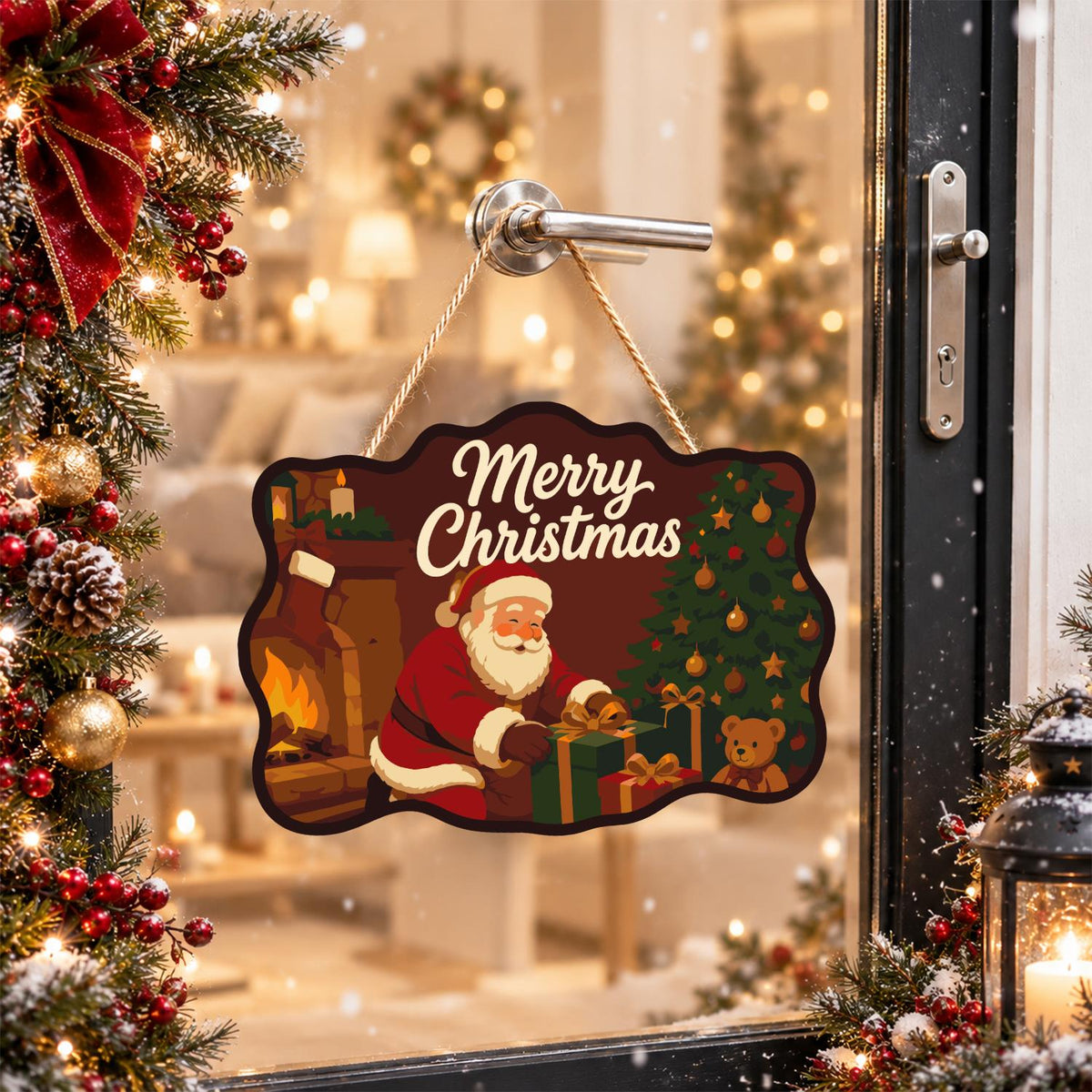 Crimson Room Santa Wrapping Gifts paint by numbers hanging sign – image 17
