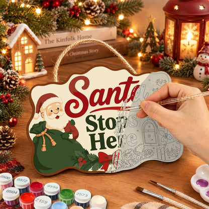 Green Sack Santa Mailbox Stop paint by numbers hanging sign – image 7