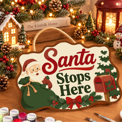 Green Sack Santa Mailbox Stop paint by numbers hanging sign – image 8