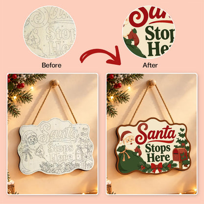 Green Sack Santa Mailbox Stop paint by numbers hanging sign – image 10