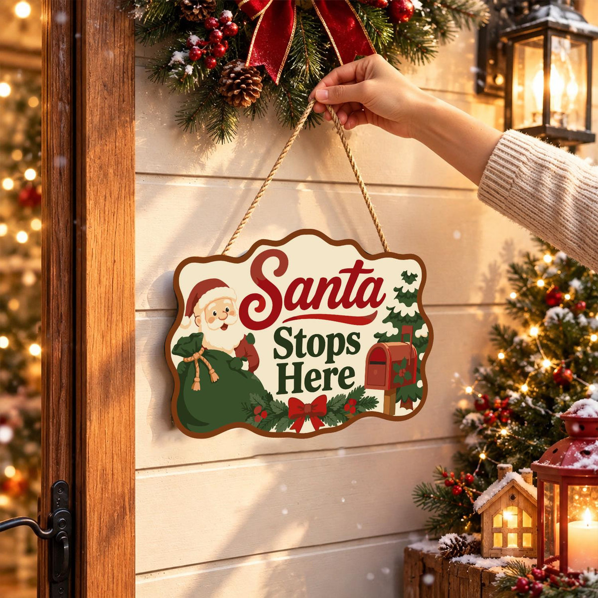 Green Sack Santa Mailbox Stop paint by numbers hanging sign – image 14