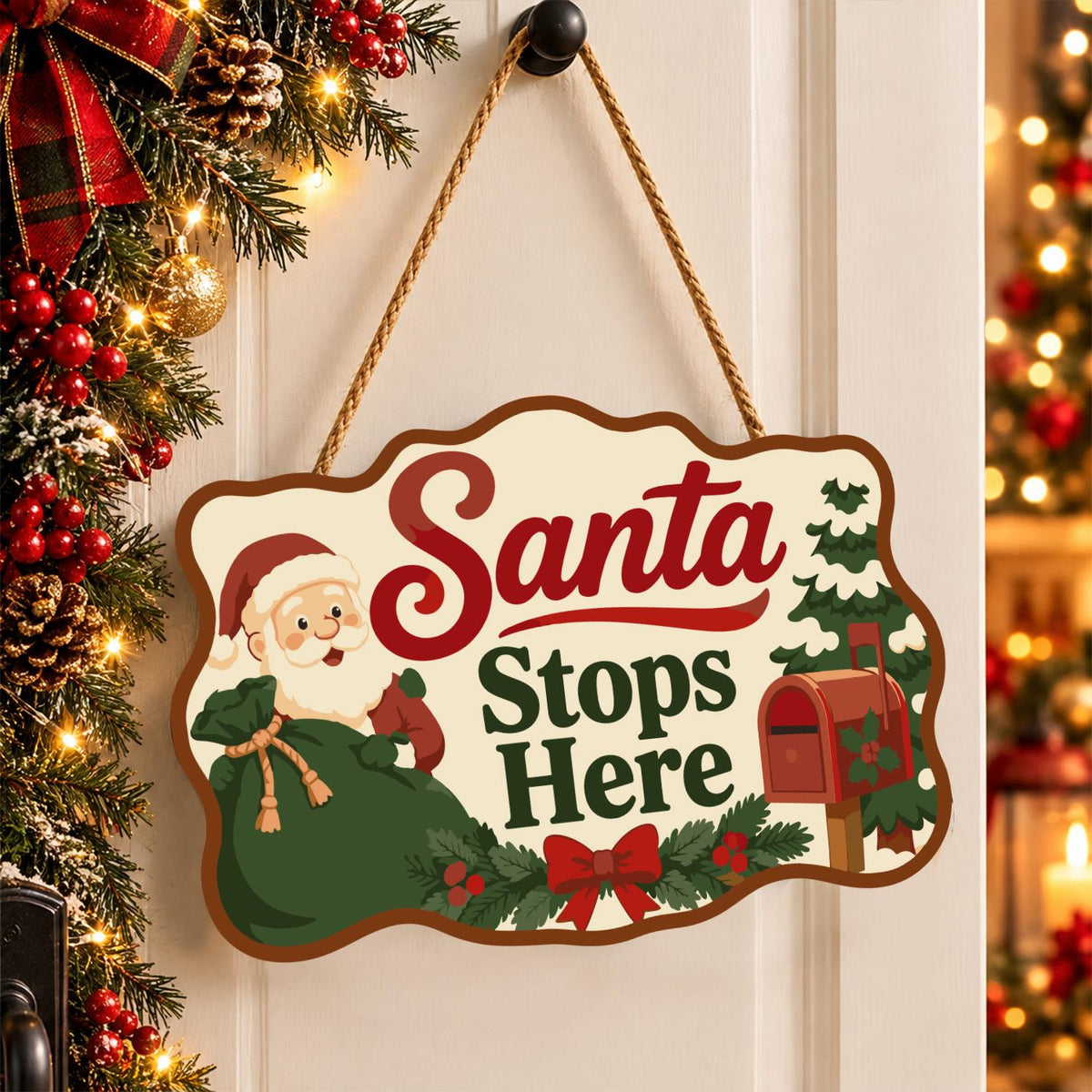 Green Sack Santa Mailbox Stop paint by numbers hanging sign – image 16