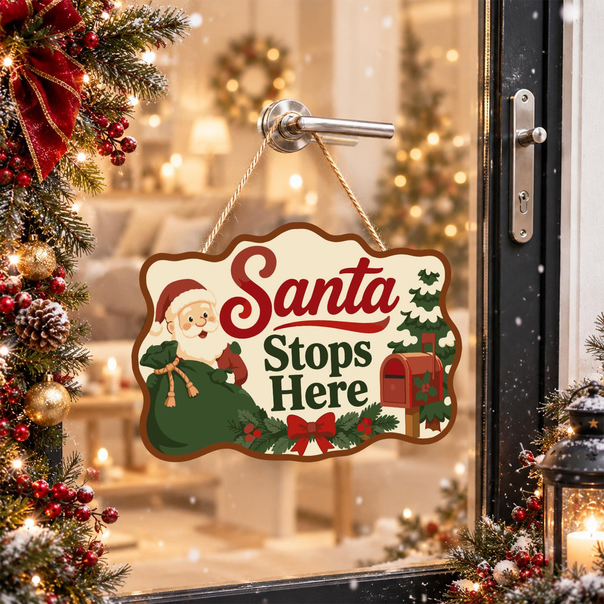Green Sack Santa Mailbox Stop paint by numbers hanging sign – image 17