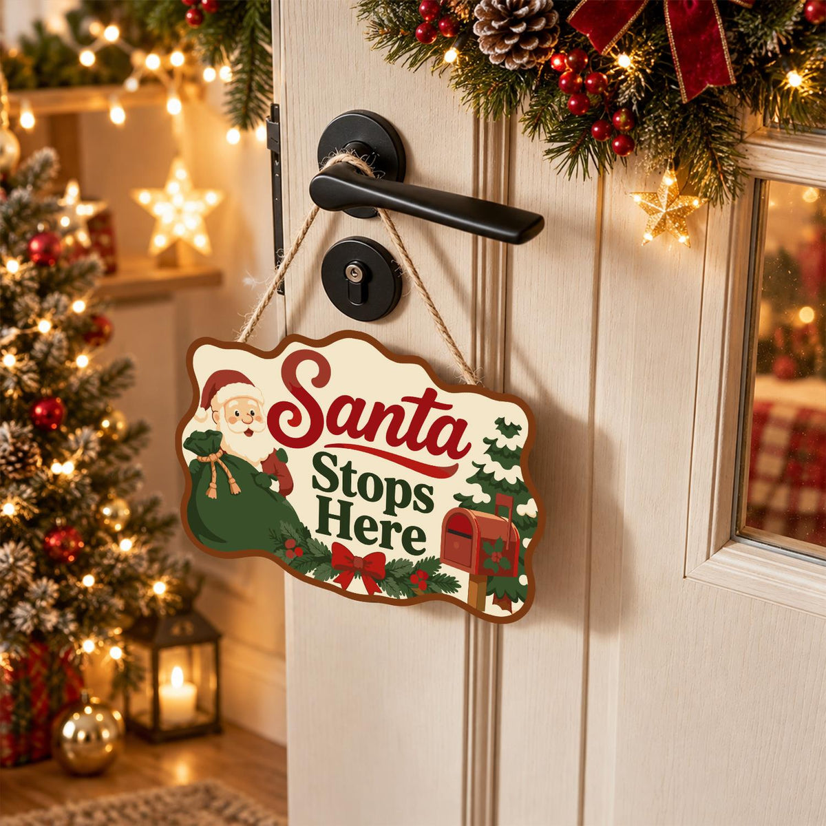 Green Sack Santa Mailbox Stop paint by numbers hanging sign – image 18