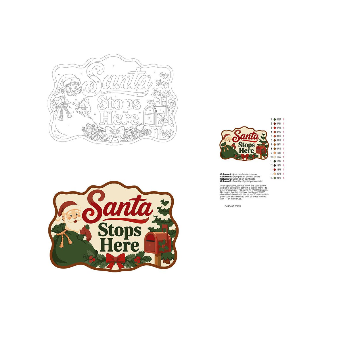 Green Sack Santa Mailbox Stop paint by numbers hanging sign – image 19