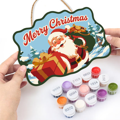 Winking Santa with Red Gift paint by numbers hanging sign – image 9
