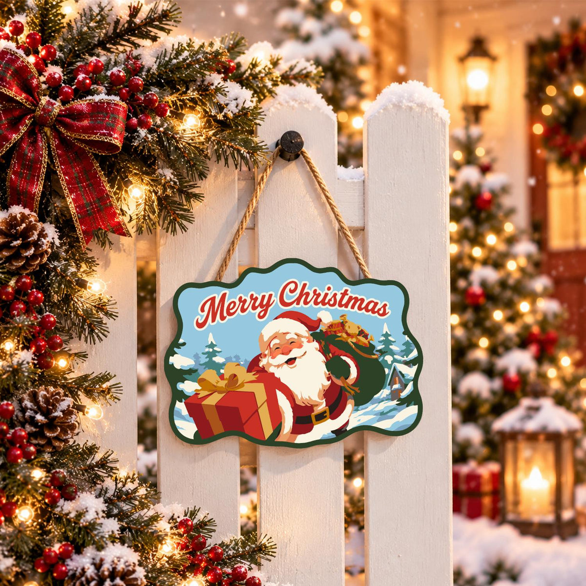 Winking Santa with Red Gift paint by numbers hanging sign – image 15