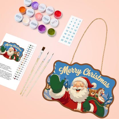 Santa's Teddy Bear Toy Sack paint by numbers hanging sign – image 4