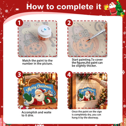 Santa's Teddy Bear Toy Sack paint by numbers hanging sign – image 6