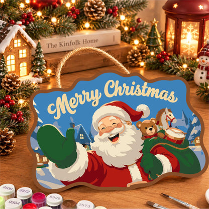 Santa's Teddy Bear Toy Sack paint by numbers hanging sign – image 8