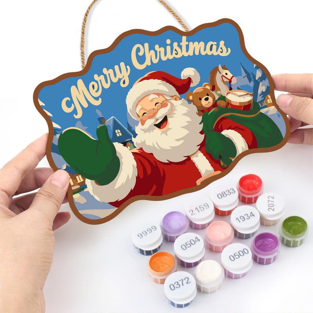 Santa's Teddy Bear Toy Sack paint by numbers hanging sign – image 9