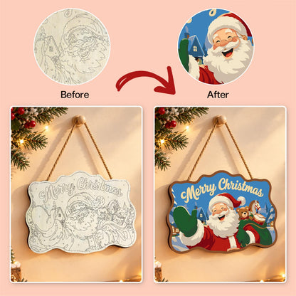 Santa's Teddy Bear Toy Sack paint by numbers hanging sign – image 10