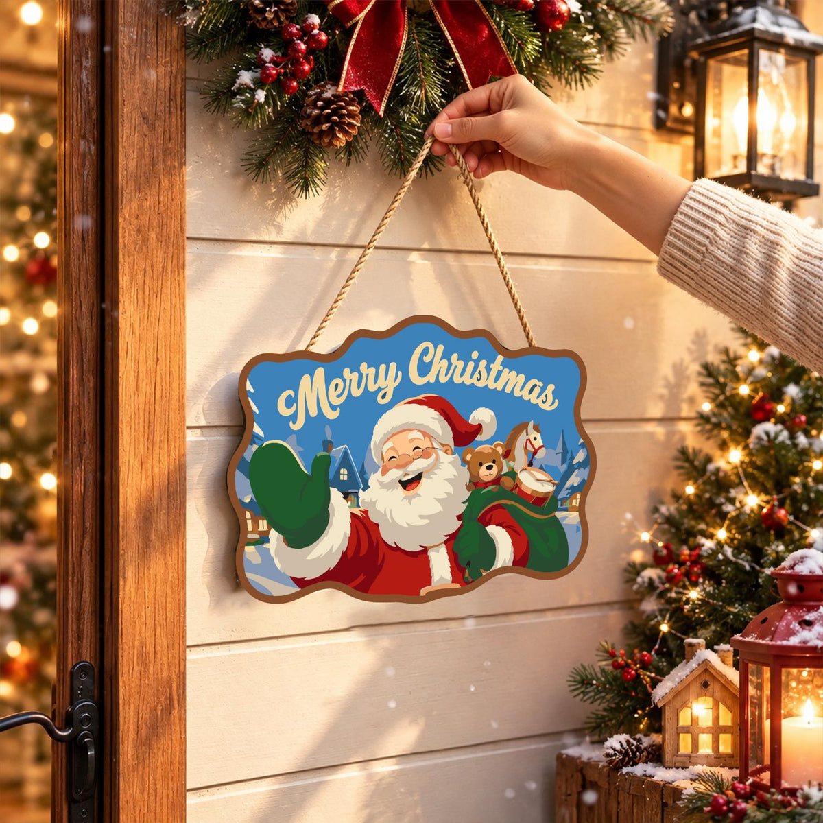 Santa's Teddy Bear Toy Sack paint by numbers hanging sign – image 14