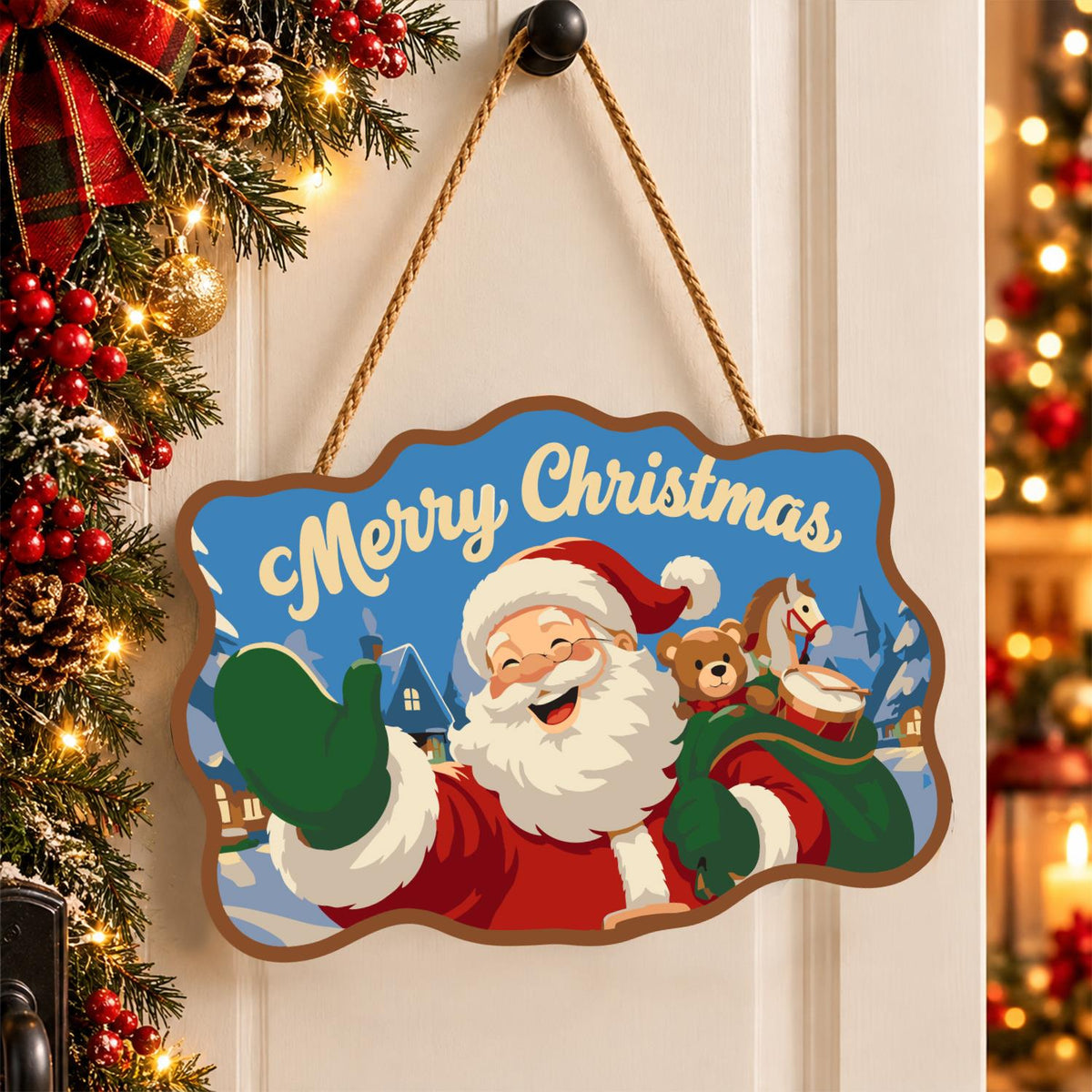 Santa's Teddy Bear Toy Sack paint by numbers hanging sign – image 16