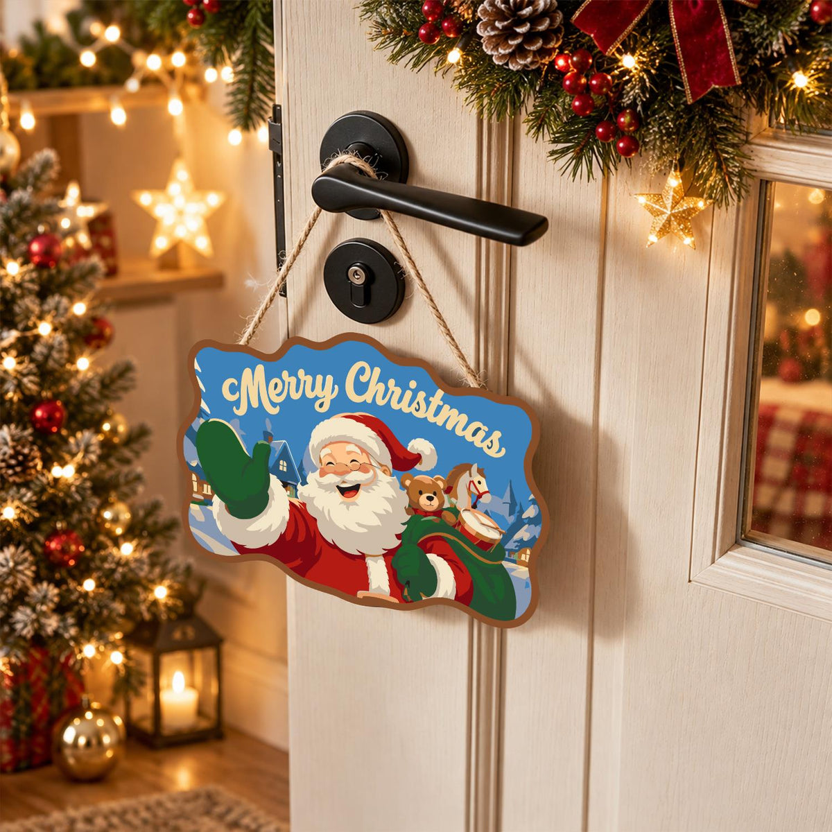 Santa's Teddy Bear Toy Sack paint by numbers hanging sign – image 18