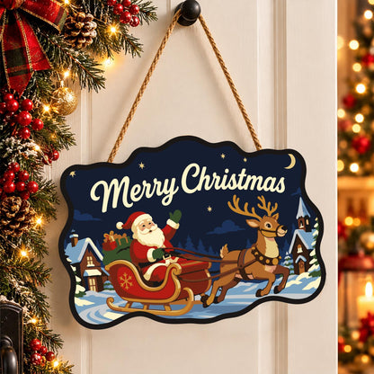 Santa's Sleigh Through Town paint by numbers hanging sign – image 16