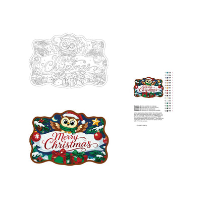 Santa Hat Owl Over a Banner paint by numbers hanging sign – image 19