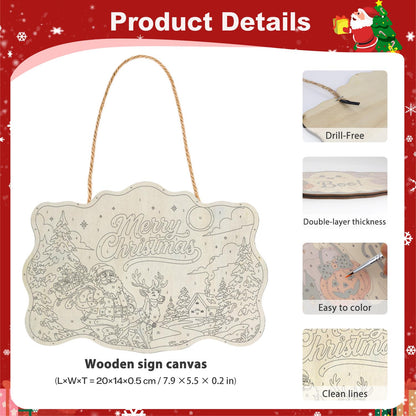 Santa's Moonlit Village Stroll paint by numbers hanging sign – image 5