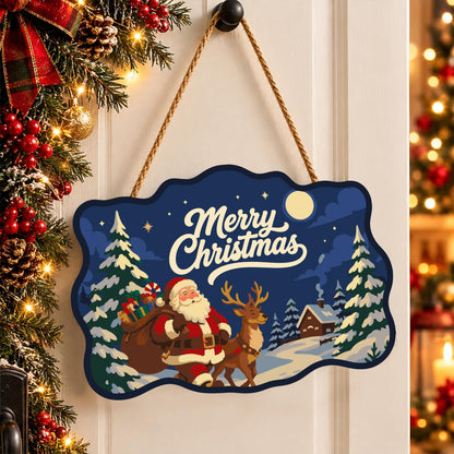 Santa's Moonlit Village Stroll paint by numbers hanging sign – image 16