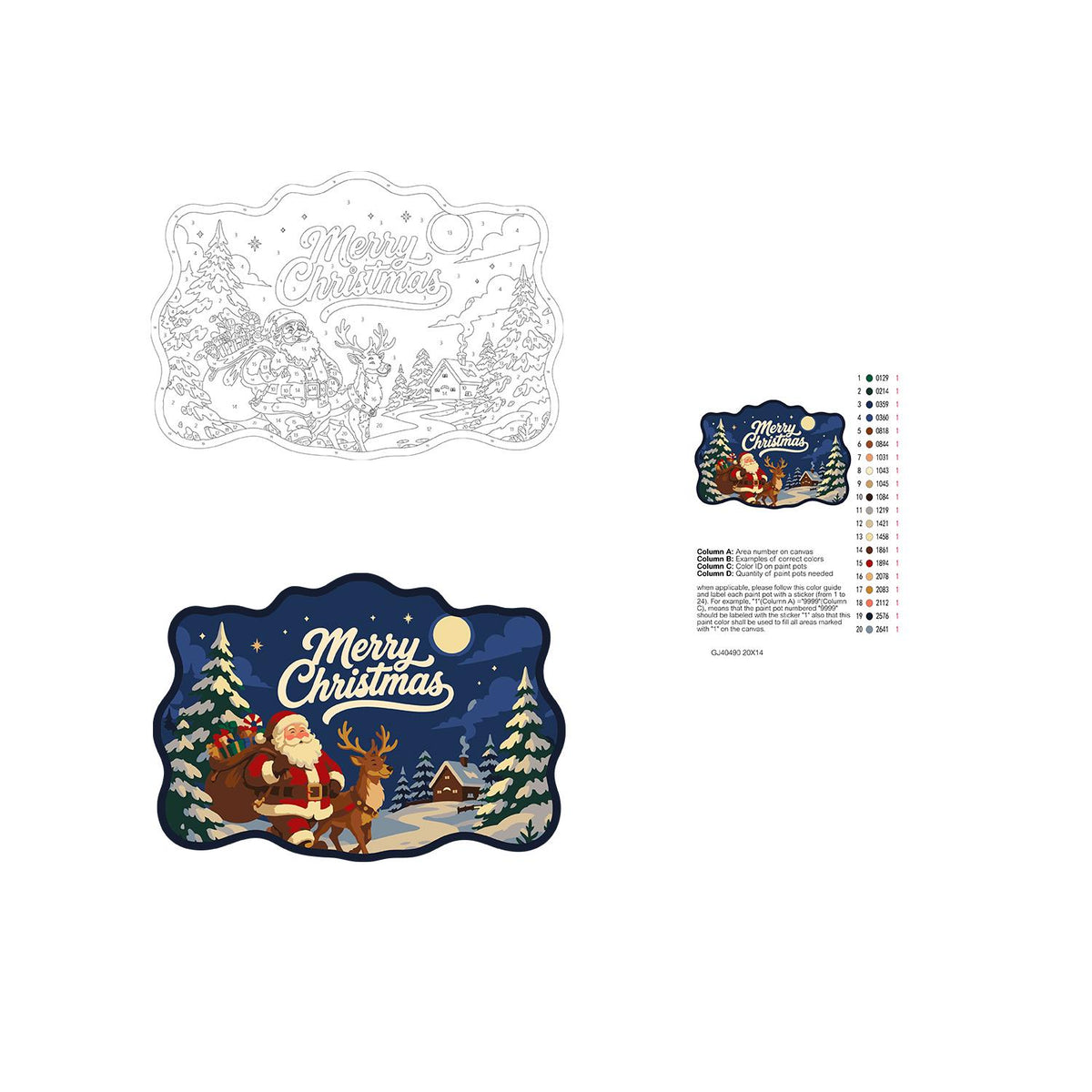 Santa's Moonlit Village Stroll paint by numbers hanging sign – image 19
