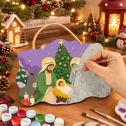 Holy Family Beneath the Tree paint by numbers hanging sign – image 7