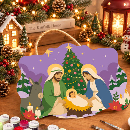 Holy Family Beneath the Tree paint by numbers hanging sign – image 8