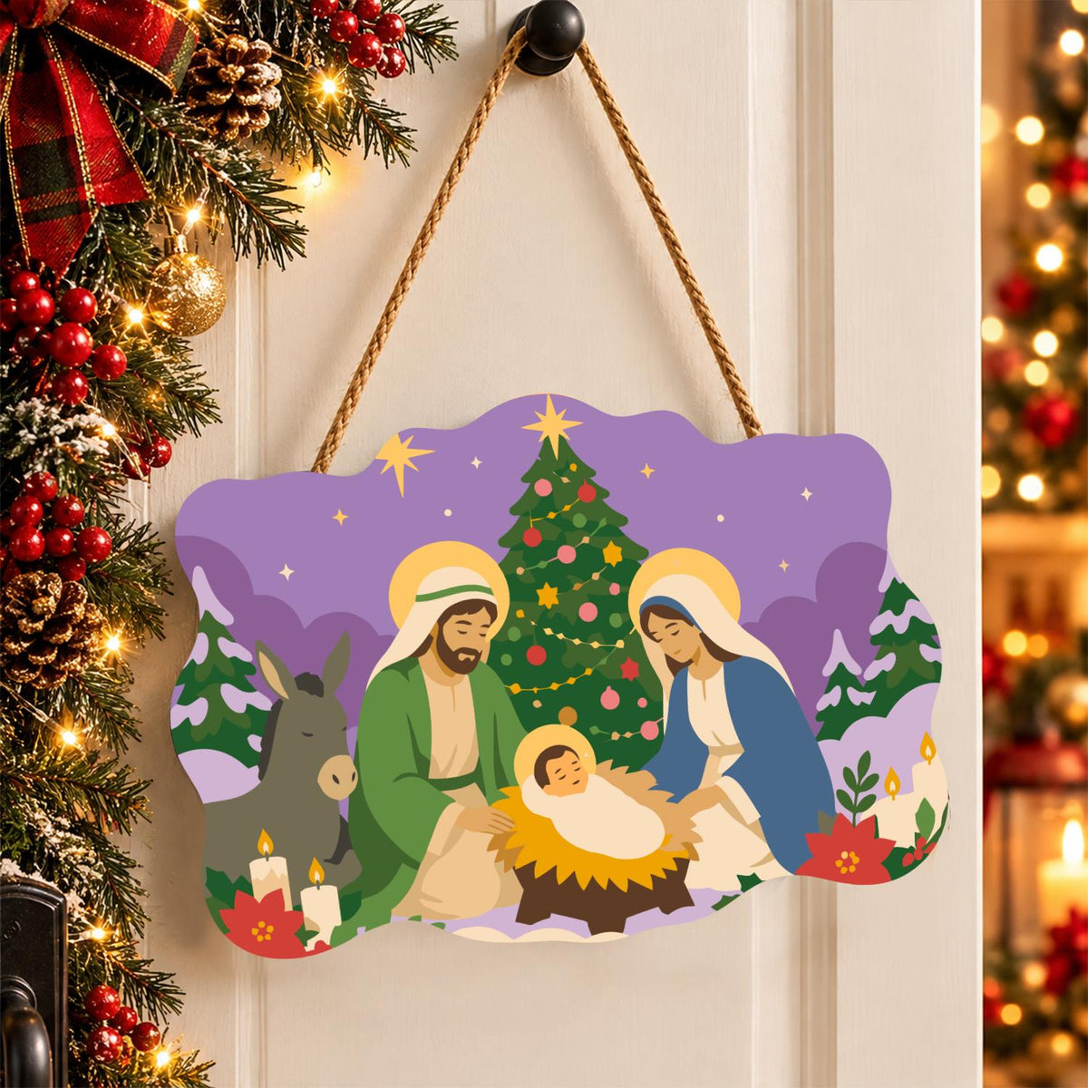 Holy Family Beneath the Tree paint by numbers hanging sign – image 16