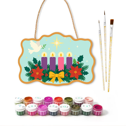 Peace Dove Over Advent Candles paint by numbers hanging sign – image 2