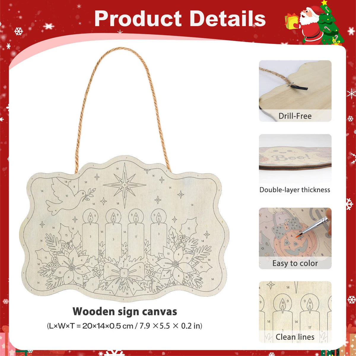 Peace Dove Over Advent Candles paint by numbers hanging sign – image 5