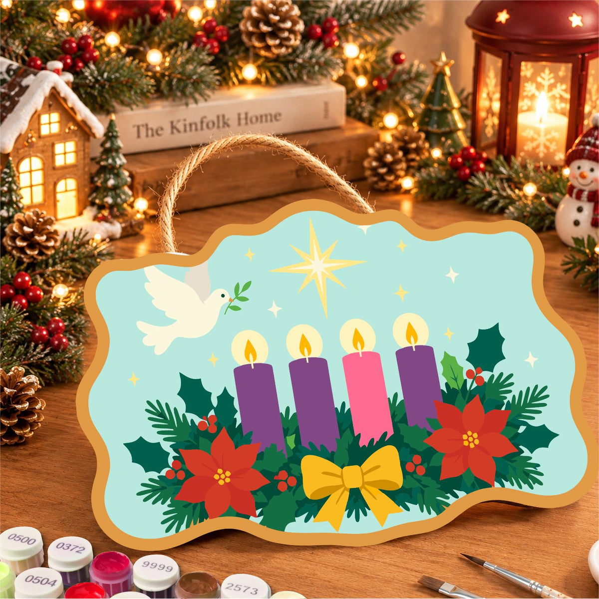 Peace Dove Over Advent Candles paint by numbers hanging sign – image 8
