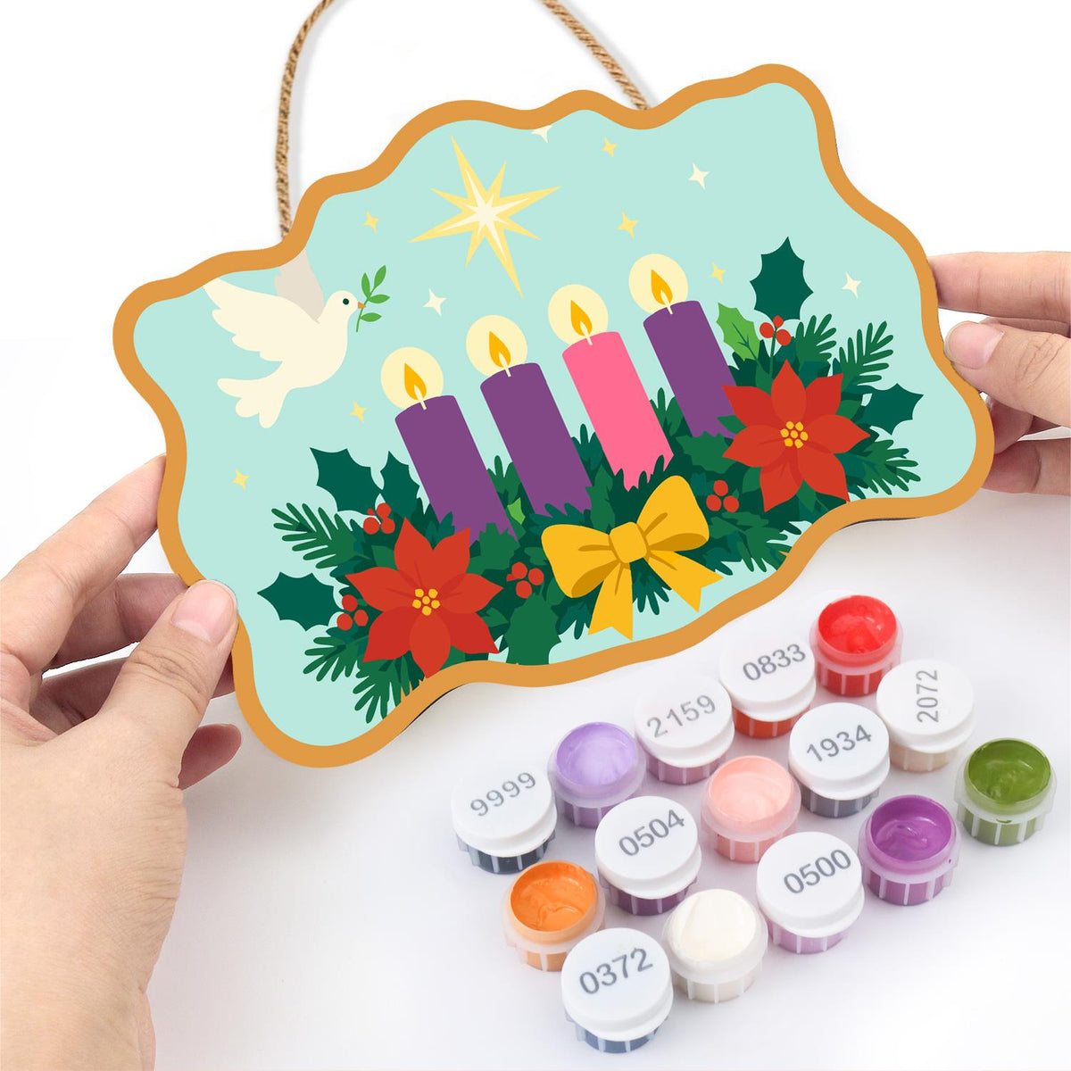 Peace Dove Over Advent Candles paint by numbers hanging sign – image 9