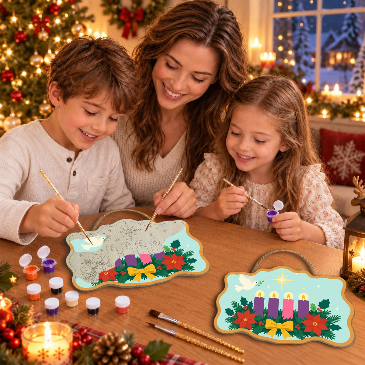 Peace Dove Over Advent Candles paint by numbers hanging sign – image 12
